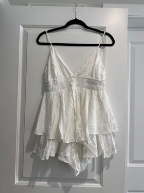 NWOT Cotton Candy LA White Tiered Spaghetti-Strap Womens Shorts Romper